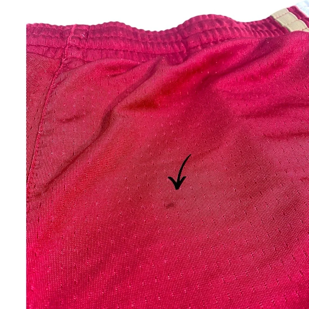 VTG Nike Men Activewear Shorts LARGE Red‎ White Gold Basketball Mesh Logo Y2K